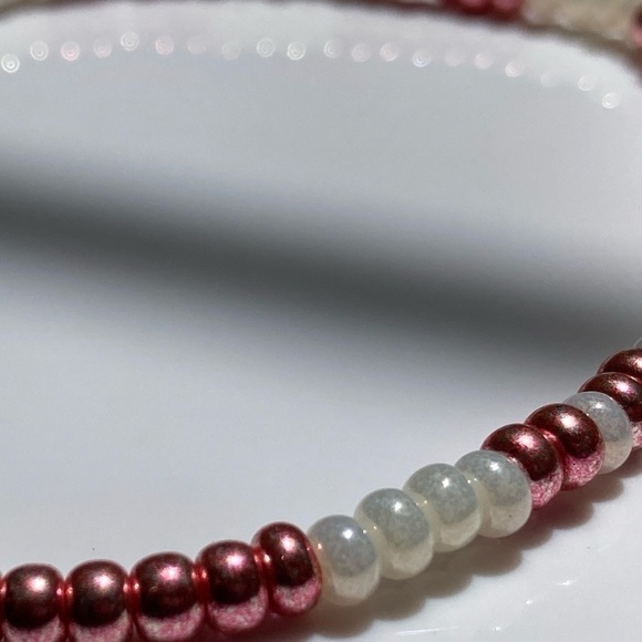 STRETCH Beaded Anklet Pearl and Pink - Picture 5 of 10